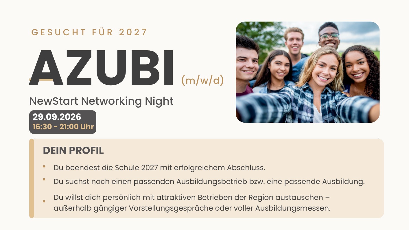 3. NewStart - Networking Night (Azubi Edition, ANMELDUNG BEWERBER:INNEN)